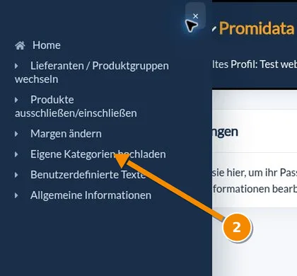 Custom categories upload menu item