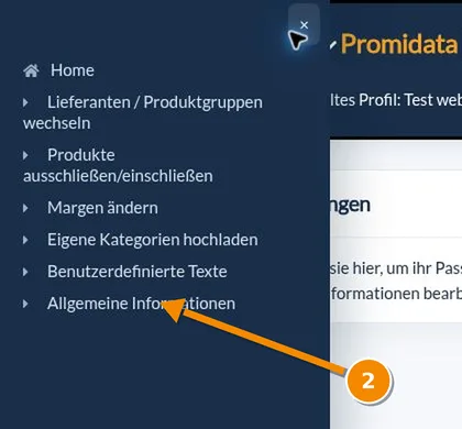 Dashboard hamburger menu