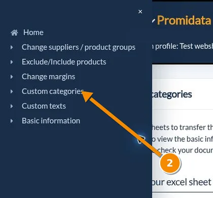 Custom categories upload menu item