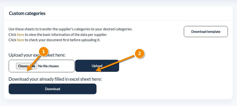 Upload excel sheet