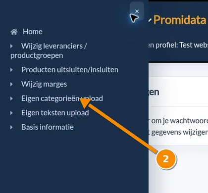 Custom categories upload menu item